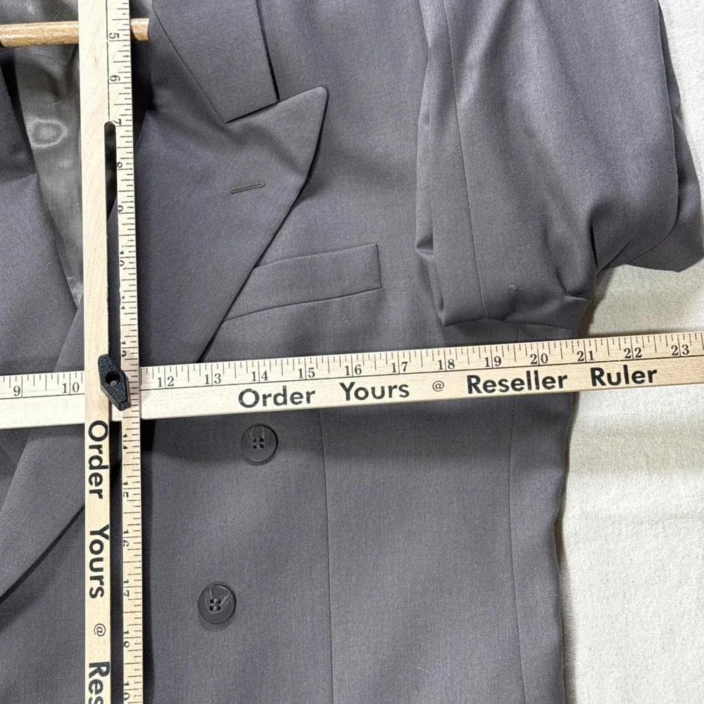 Andre Villard Men's Charcoal Gray Blazer Size 40S 100% Wool Double Breasted
